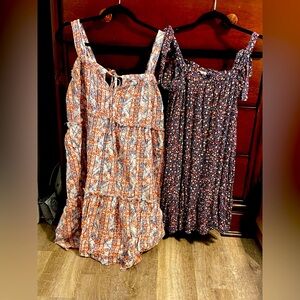 Easel haptics sun dress lot L oversized purple floral tent A line ruffle tiers